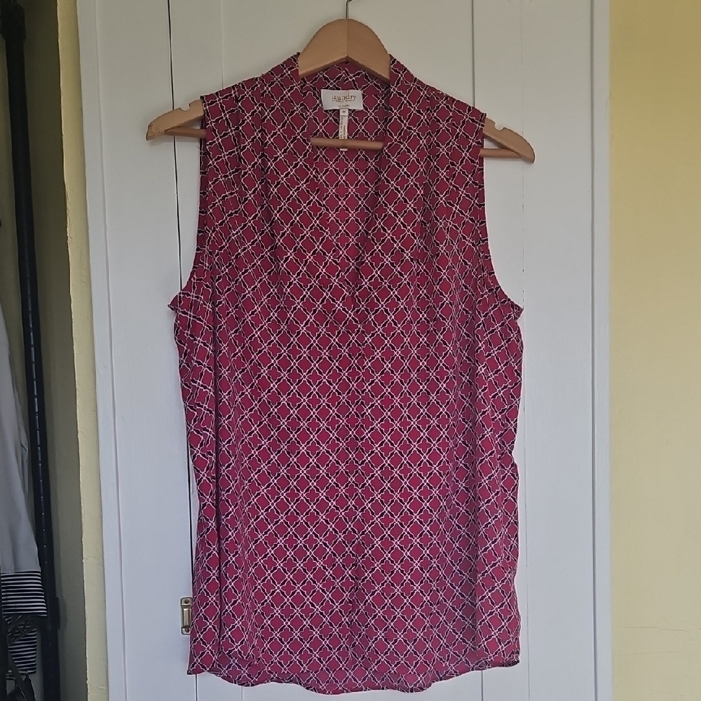 Laundry Red Geometric Sleeveless Top Size M
